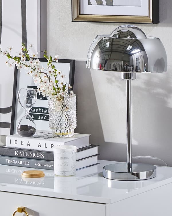 Bordslampa i Silver Glans Rund Bas