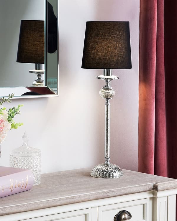 Bordslampa i Svart Lampskärm Silver Ben