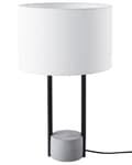 Miniatyrbild 4 av 10: Bordslampa Sänglampa Vit Tyg Rund Trumskärm Grå Betong Bas