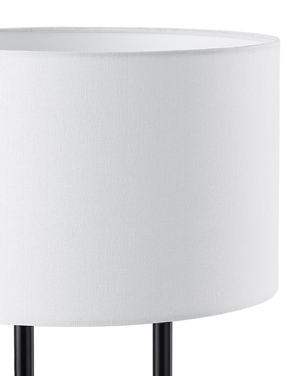 Bordslampa Sänglampa Vit Tyg Rund Trumskärm Grå Betong Bas