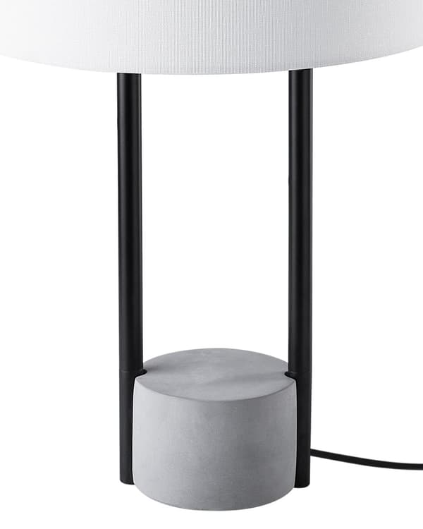 Bordslampa Sänglampa Vit Tyg Rund Trumskärm Grå Betong Bas