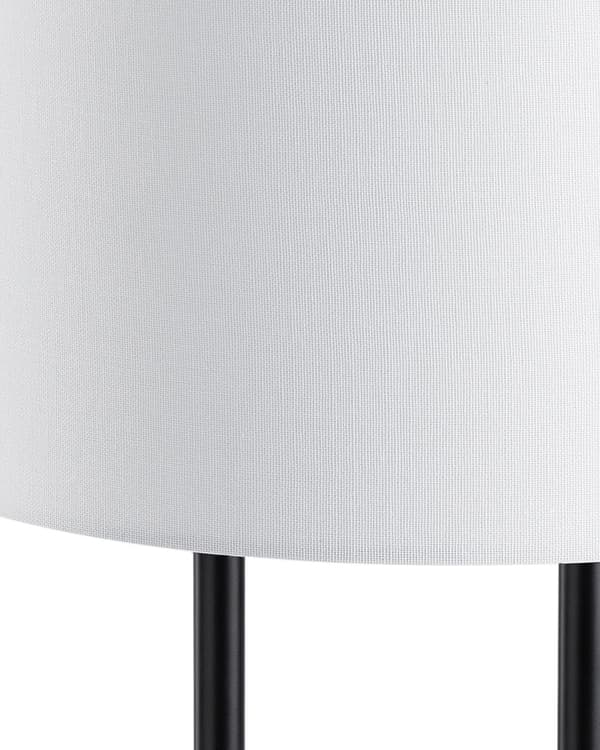 Bordslampa Sänglampa Vit Tyg Rund Trumskärm Grå Betong Bas