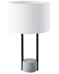 Miniatyrbild 1 av 10: Bordslampa Sänglampa Vit Tyg Rund Trumskärm Grå Betong Bas