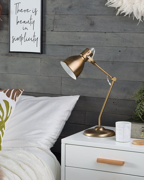 Bordslampa i Mässing Justerbar Arm Lampskärm