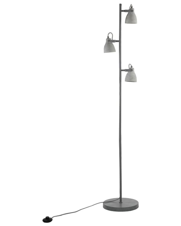 Golvlampa Ljusgrå Betong 163 cm 3 Justerbara Industriella Lampskärmar Mistago
