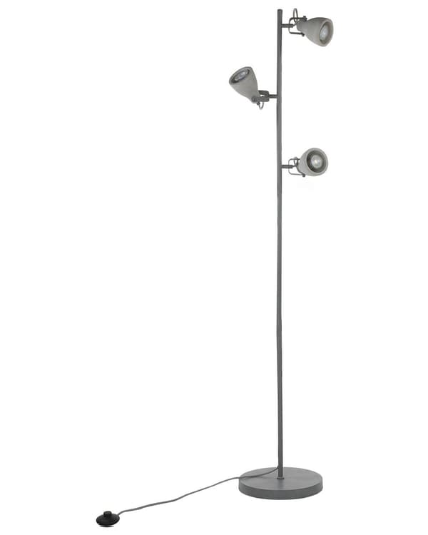 Golvlampa Ljusgrå Betong 163 cm 3 Justerbara Industriella Lampskärmar Mistago