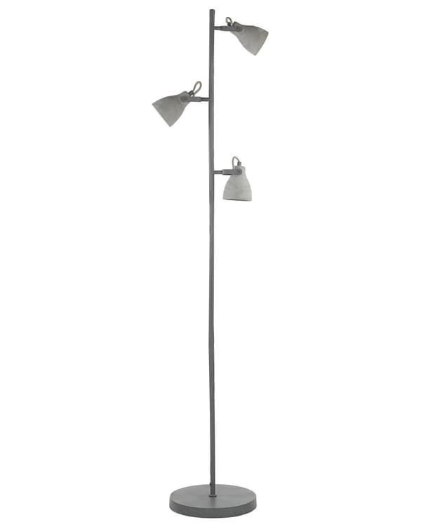 Golvlampa Ljusgrå Betong 163 cm 3 Justerbara Industriella Lampskärmar Mistago
