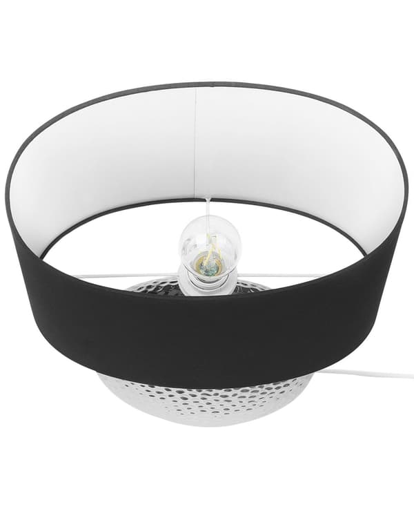 Bordslampa med Svart Skärm och Silver Lampfot