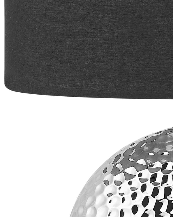 Bordslampa med Svart Skärm och Silver Lampfot