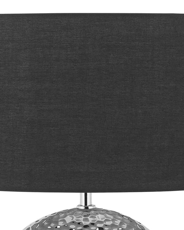 Bordslampa med Svart Skärm och Silver Lampfot