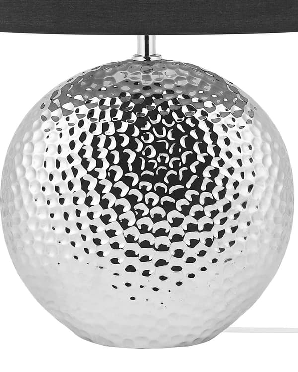 Bordslampa med Svart Skärm och Silver Lampfot