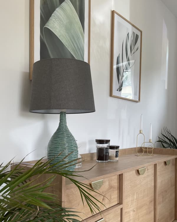 Dekorativ Mörkgrön Lampa med Lampfot av Porslin