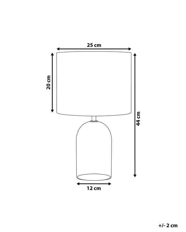 Bordslampa med Grå Lampskärm och Glas Lampfot