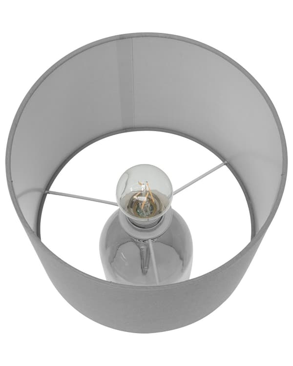 Bordslampa med Grå Lampskärm och Glas Lampfot