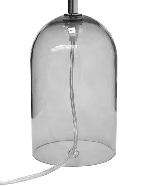 Bordslampa med Grå Lampskärm och Glas Lampfot