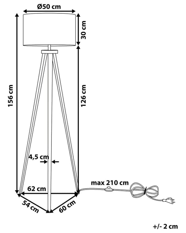 Stående Golvlampa Gyllene Stativ Cylindrisk Lampskärm