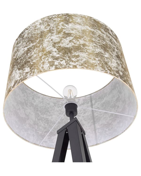 Stående Golvlampa Gyllene Stativ Cylindrisk Lampskärm