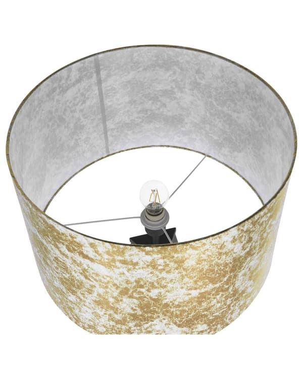 Stående Golvlampa Gyllene Stativ Cylindrisk Lampskärm