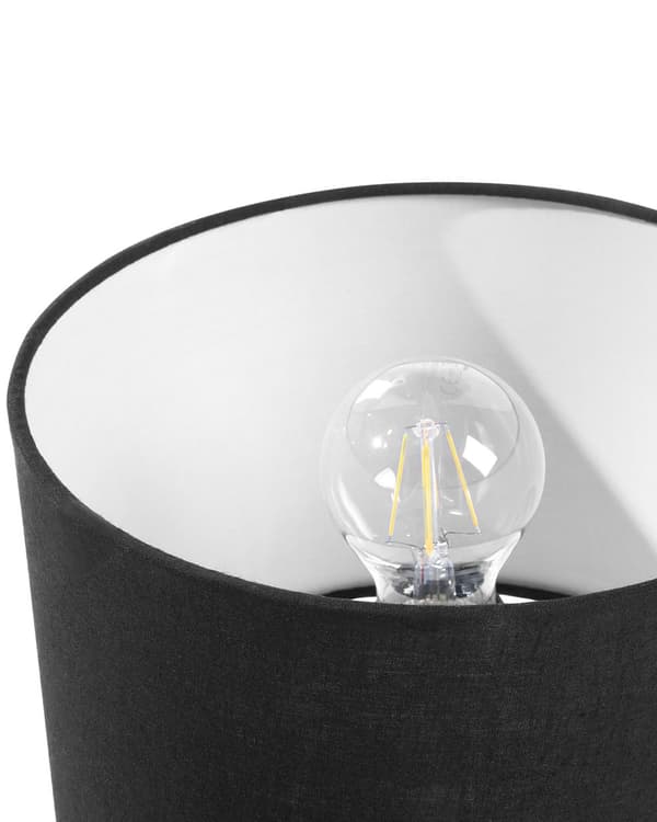 Set av 2 Bordslampor Svart Metall 40 cm Trefotsbas av trä Svart Tygskärm Modern