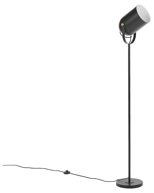 Svart Metall Golvlampa 156 cm Justerbar Lampskärm Industriell Stil för Sovrum Vardagsrum