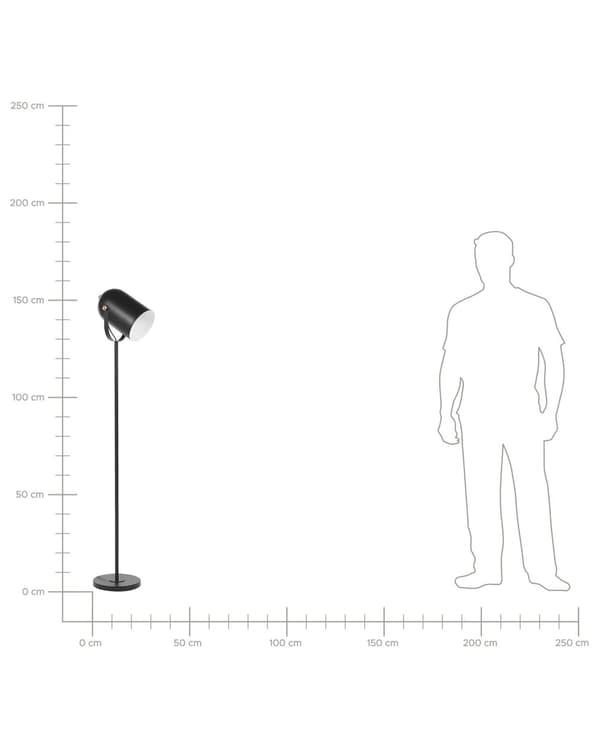Svart Metall Golvlampa 156 cm Justerbar Lampskärm Industriell Stil för Sovrum Vardagsrum