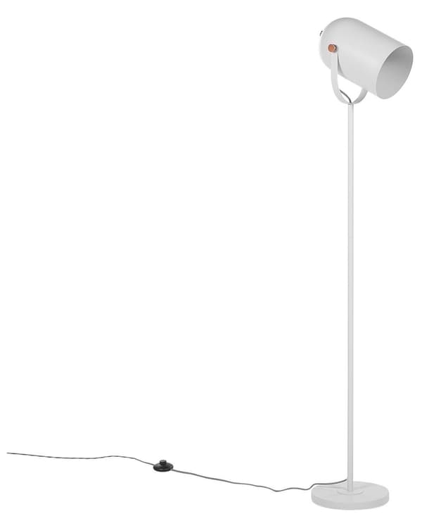 Vit Metall Golvlampa 156 cm Justerbar Lampskärm Industriell Stil för Sovrum Vardagsrum