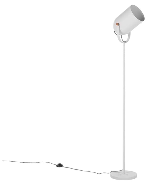 Vit Metall Golvlampa 156 cm Justerbar Lampskärm Industriell Stil för Sovrum Vardagsrum