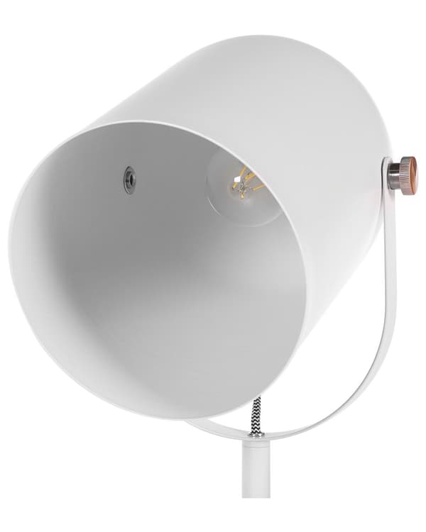 Vit Metall Golvlampa 156 cm Justerbar Lampskärm Industriell Stil för Sovrum Vardagsrum