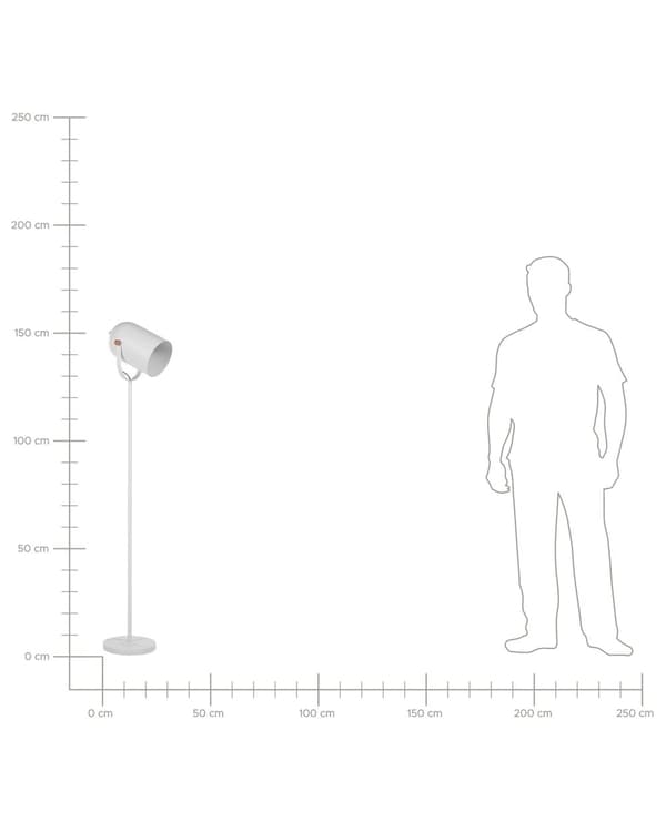 Vit Metall Golvlampa 156 cm Justerbar Lampskärm Industriell Stil för Sovrum Vardagsrum