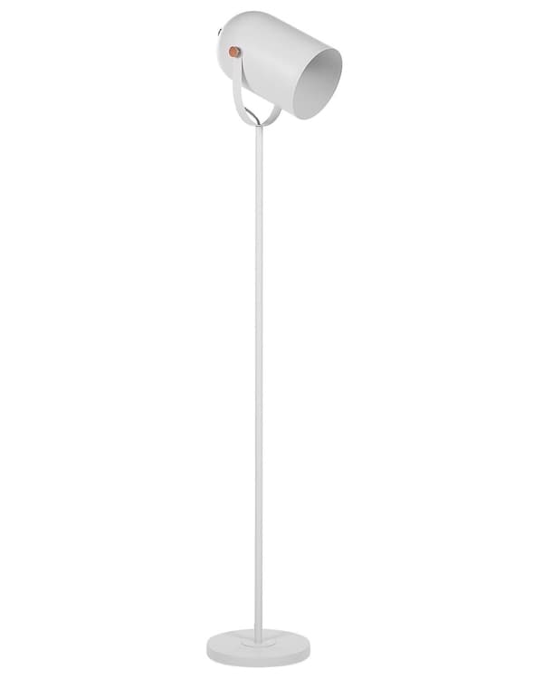 Vit Metall Golvlampa 156 cm Justerbar Lampskärm Industriell Stil för Sovrum Vardagsrum