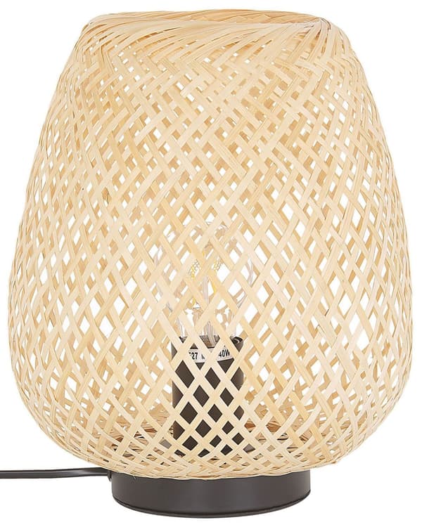 Bordslampa Ljust Trä Bambu 30 cm Boho Stil Hemtillbehör