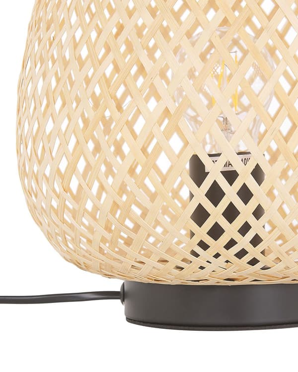 Bordslampa Ljust Trä Bambu 30 cm Boho Stil Hemtillbehör