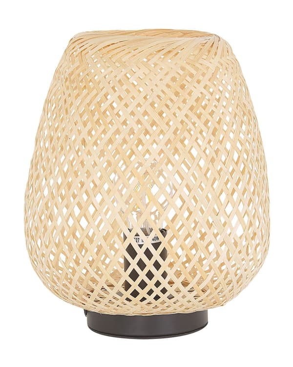 Bordslampa Ljust Trä Bambu 30 cm Boho Stil Hemtillbehör