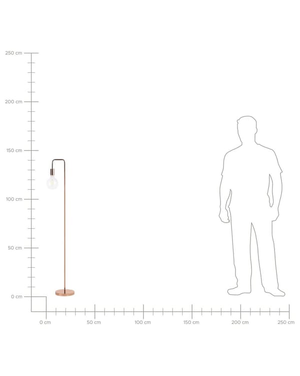 Koppargolvlampa 140 cm Exponerad Högblank Glödlampa