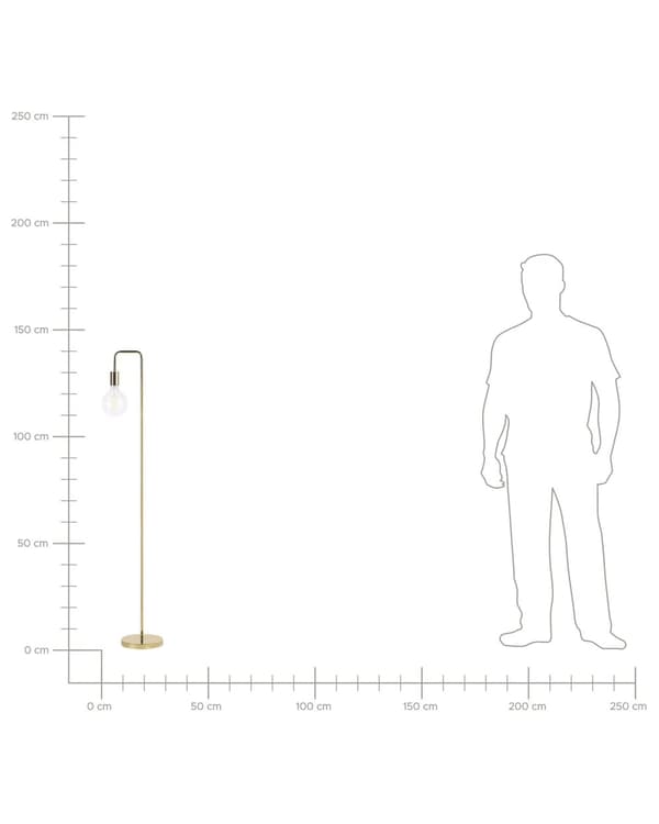 Guld Golvlampa 140 cm Exponerad Högblank Glödlampa