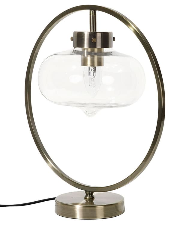 Bordslampa Nattlampa Guld Metall Rund Öppen Geometrisk Skärm Synlig Glödlampa