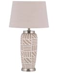 Miniatyrbild 1 av 10: Nattlampa Bordslampa Beige och Vit Keramik 48 cm Mönster Ränder Trumskärm Traditionell