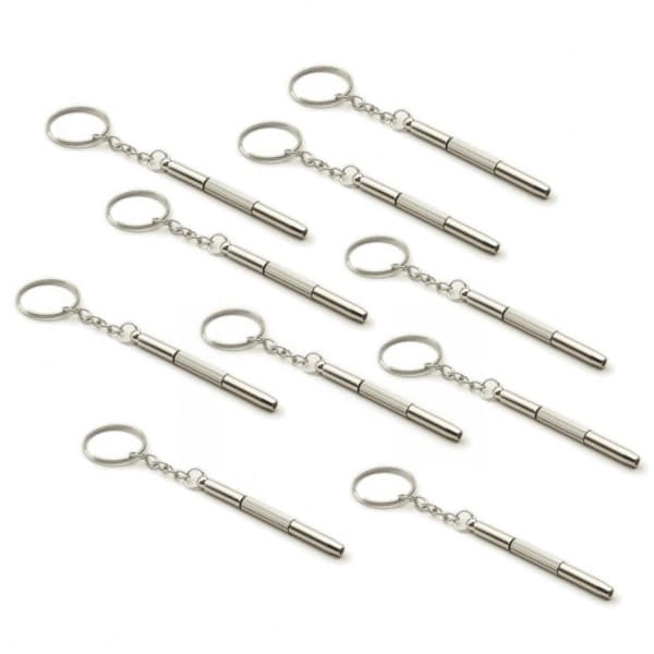 10-pack Glasögon-Skruvmejsel, flat, kryss, hylsa på nyckelring