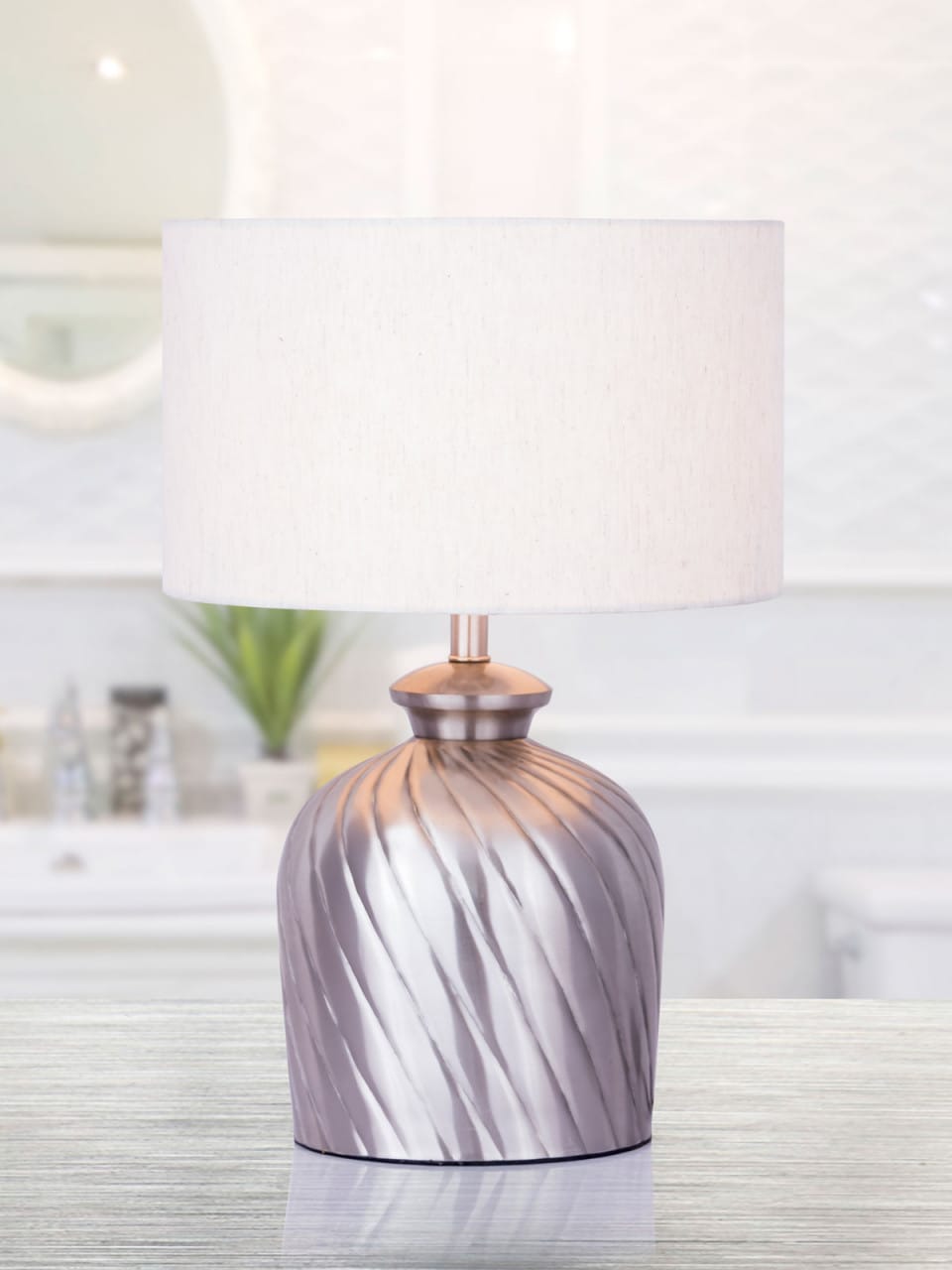 Bordslampa sänglampa Ø 30 x h 52 cm metall bas silver