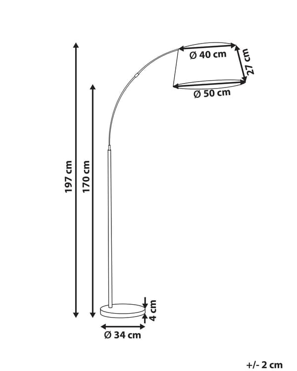 Golvlampa Svart Metall 187 cm Böjd Ram Bomull Trumma Skärm Bas Modern Design