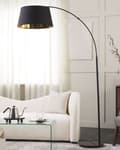 Miniatyrbild 4 av 11: Golvlampa Svart Metall 187 cm Böjd Ram Bomull Trumma Skärm Bas Modern Design