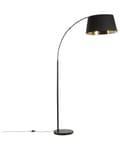 Miniatyrbild 5 av 11: Golvlampa Svart Metall 187 cm Böjd Ram Bomull Trumma Skärm Bas Modern Design