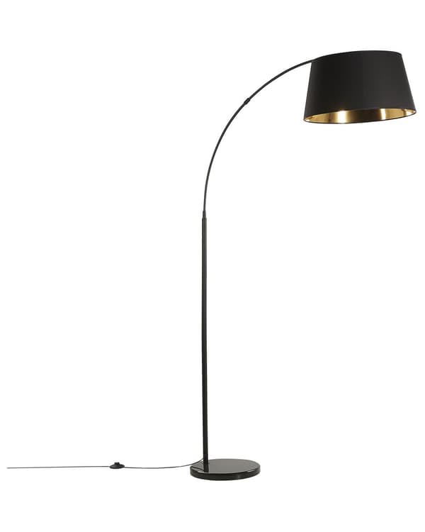Golvlampa Svart Metall 187 cm Böjd Ram Bomull Trumma Skärm Bas Modern Design