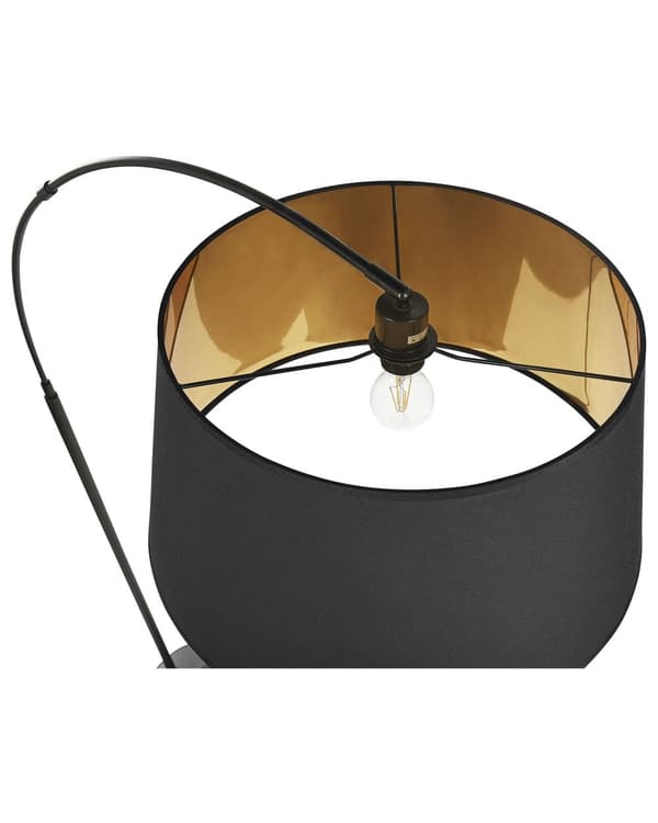 Golvlampa Svart Metall 187 cm Böjd Ram Bomull Trumma Skärm Bas Modern Design