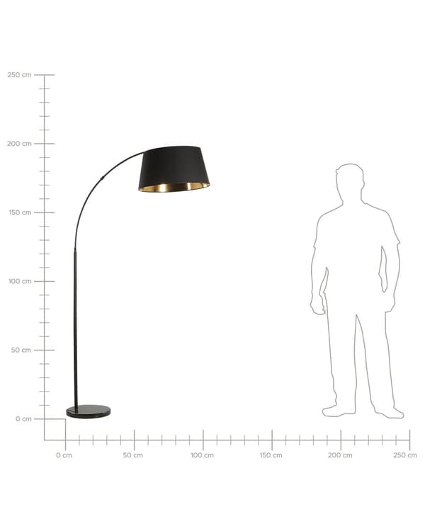 Golvlampa Svart Metall 187 cm Böjd Ram Bomull Trumma Skärm Bas Modern Design