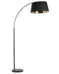 Miniatyrbild 1 av 11: Golvlampa Svart Metall 187 cm Böjd Ram Bomull Trumma Skärm Bas Modern Design