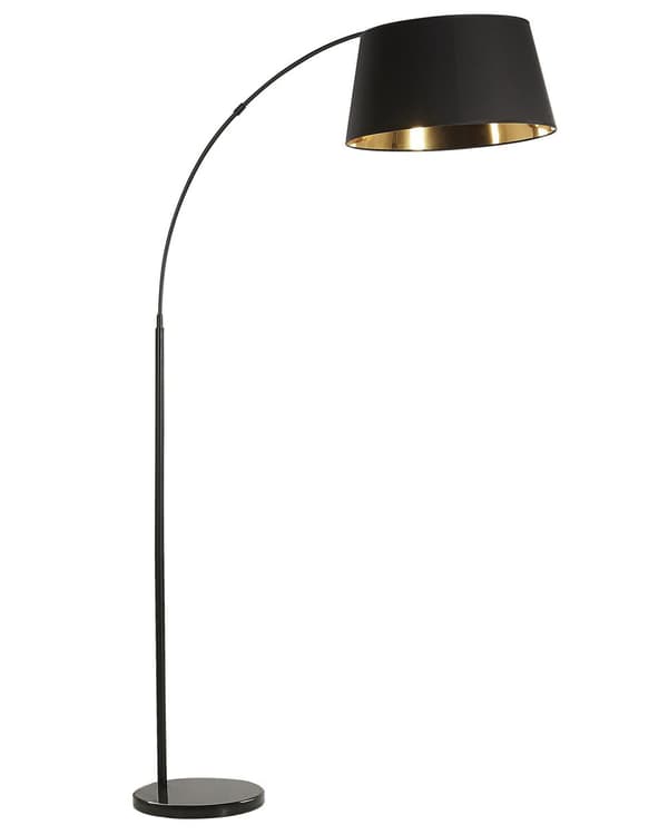 Golvlampa Svart Metall 187 cm Böjd Ram Bomull Trumma Skärm Bas Modern Design