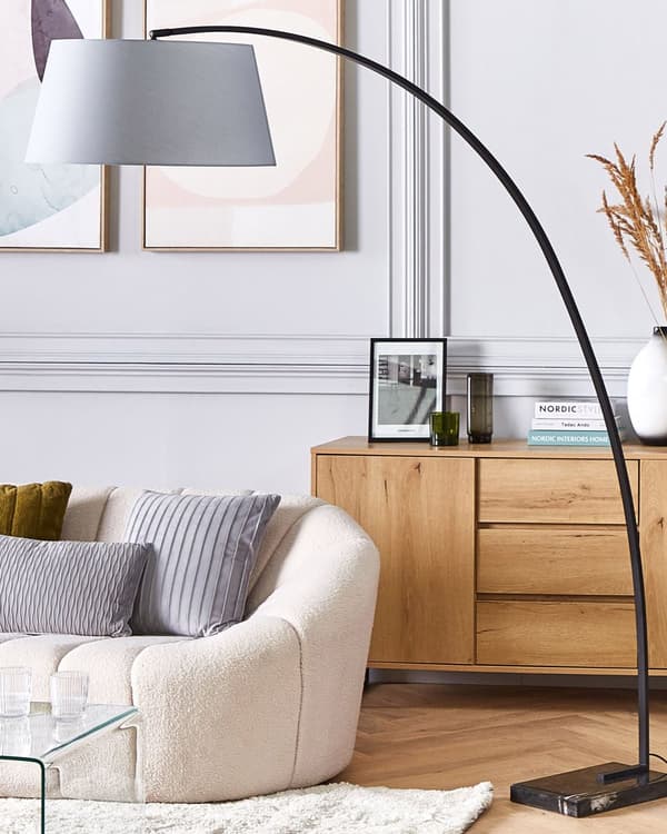 Golvlampa Svart Metall 188 cm Marmorbas Modern
