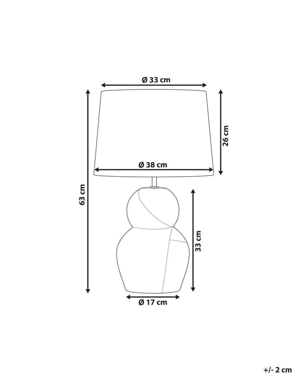 Bordslampa Svart Keramik Bas 63 cm Vit Tygskärm Klassisk