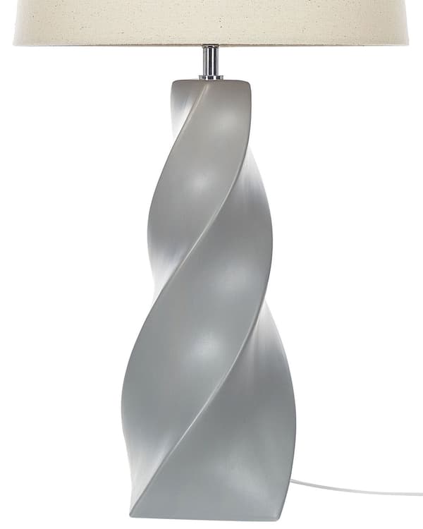 Bordslampa Grå Keramik Bas 71 cm Vit Tygskärm Klassisk Nattlampa